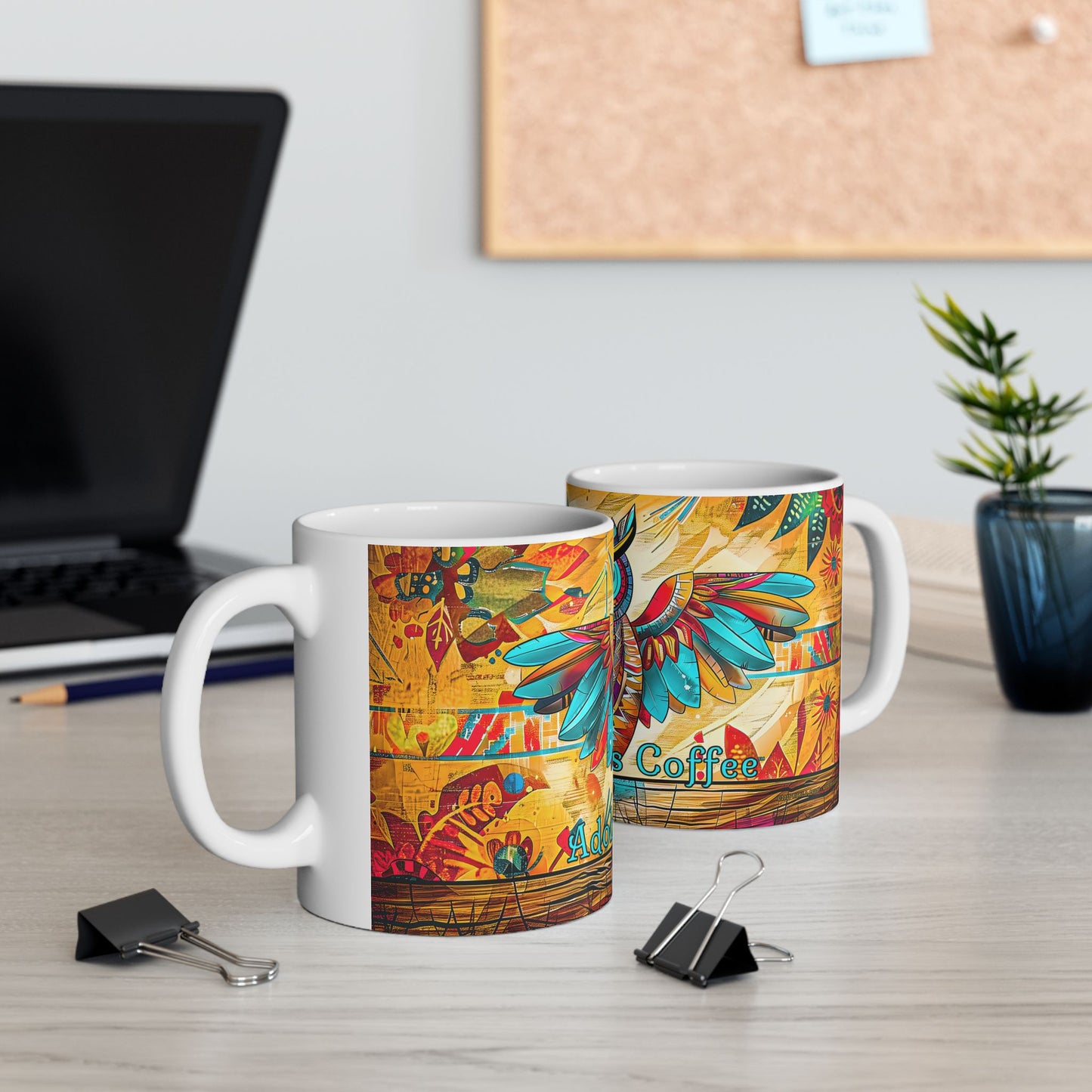 "Owlpaccino" Colorful Owl Ceramic Mug - Available 11oz & 15oz Sizes -Original Artwork by Rickie O. Pauley