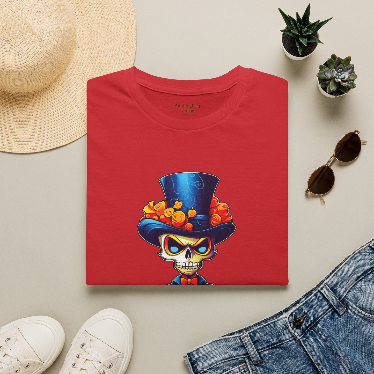 Day of the Dead Skull Top Hat T-Shirt — 'Piss Off!' Gothic Sugar Skull Tee