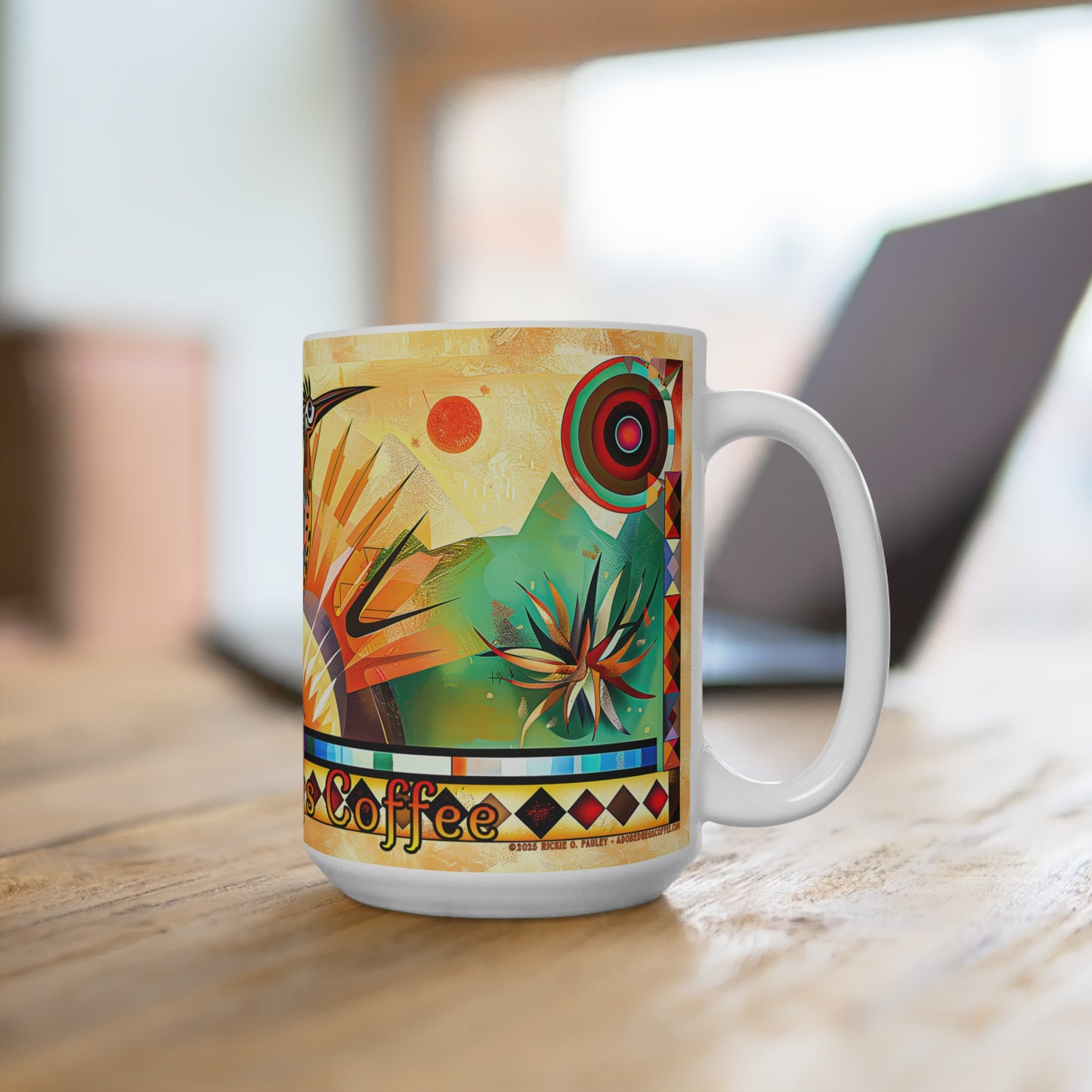 "Strike A Pose" Colorful Desert Southwestern Roadrunner Mug - 15oz Coffee Cup with Vibrant Art