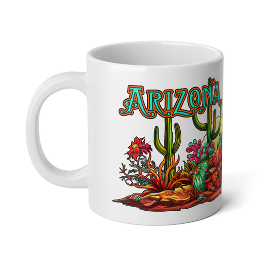 "Arizona Wild" Vibrant Cactus Jumbo Mug - 20oz, Southwestern Style Coffee Cup, Perfect Gift for Plant Lovers, Home Decor, Housewarming