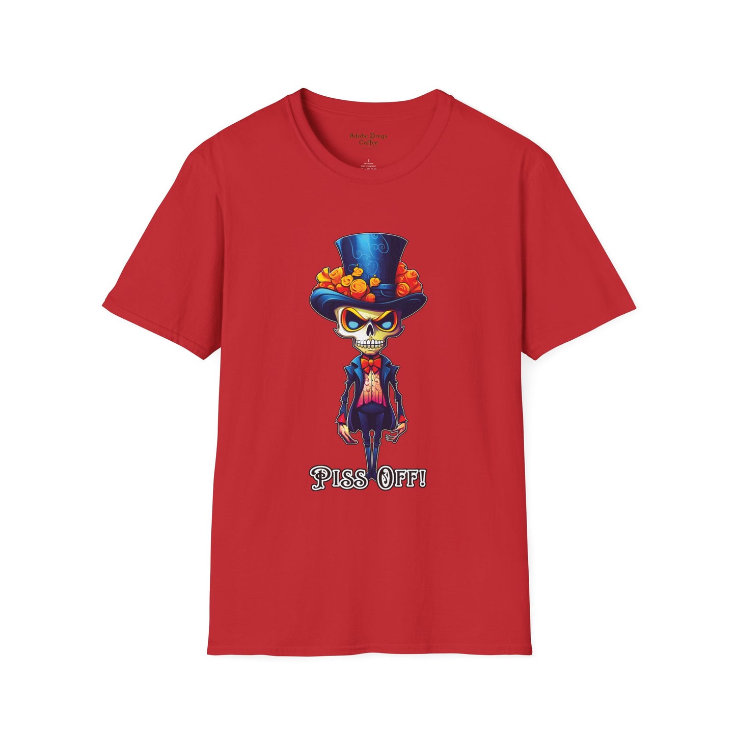 Day of the Dead Skull Top Hat T-Shirt — 'Piss Off!' Gothic Sugar Skull Tee