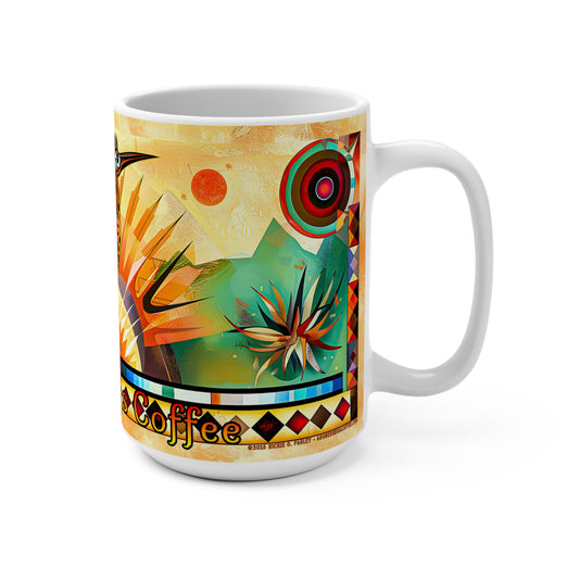 "Strike A Pose" Colorful Desert Southwestern Roadrunner Mug - 15oz Coffee Cup with Vibrant Art