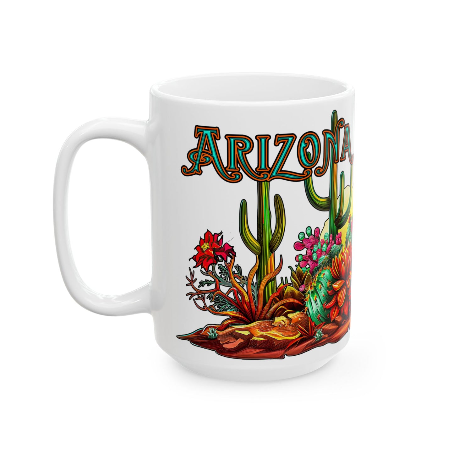 "Arizona Wild" Southwest Desert Ceramic Mug - 11oz and 15oz sizes, Coffee & Tea Lovers, Makes a great souvenir gift!