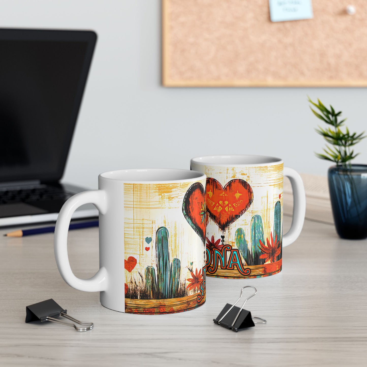 "My Heart's In Arizona" Colorful Ceramic Mug - Available in 11oz and 15oz Sizes - Original Artwork by Rickie O. Pauley