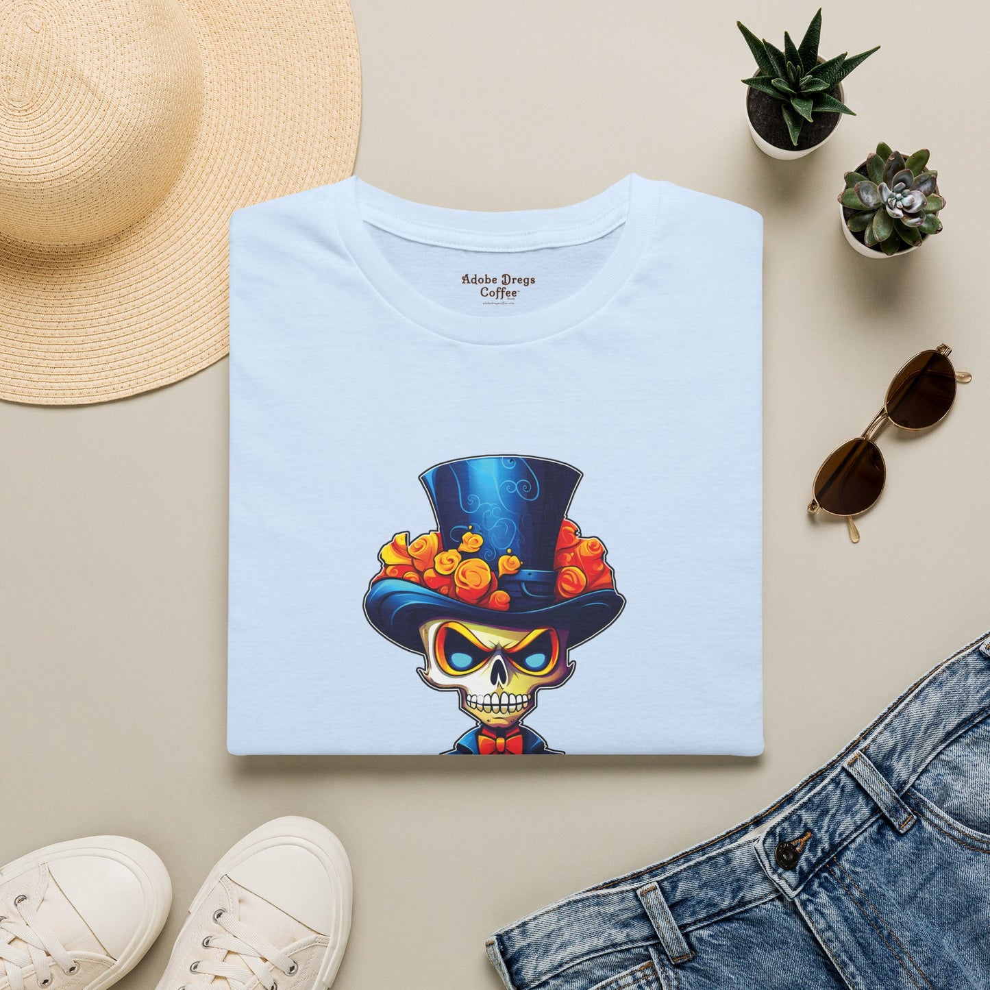 Day of the Dead Skull Top Hat T-Shirt — 'Piss Off!' Gothic Sugar Skull Tee