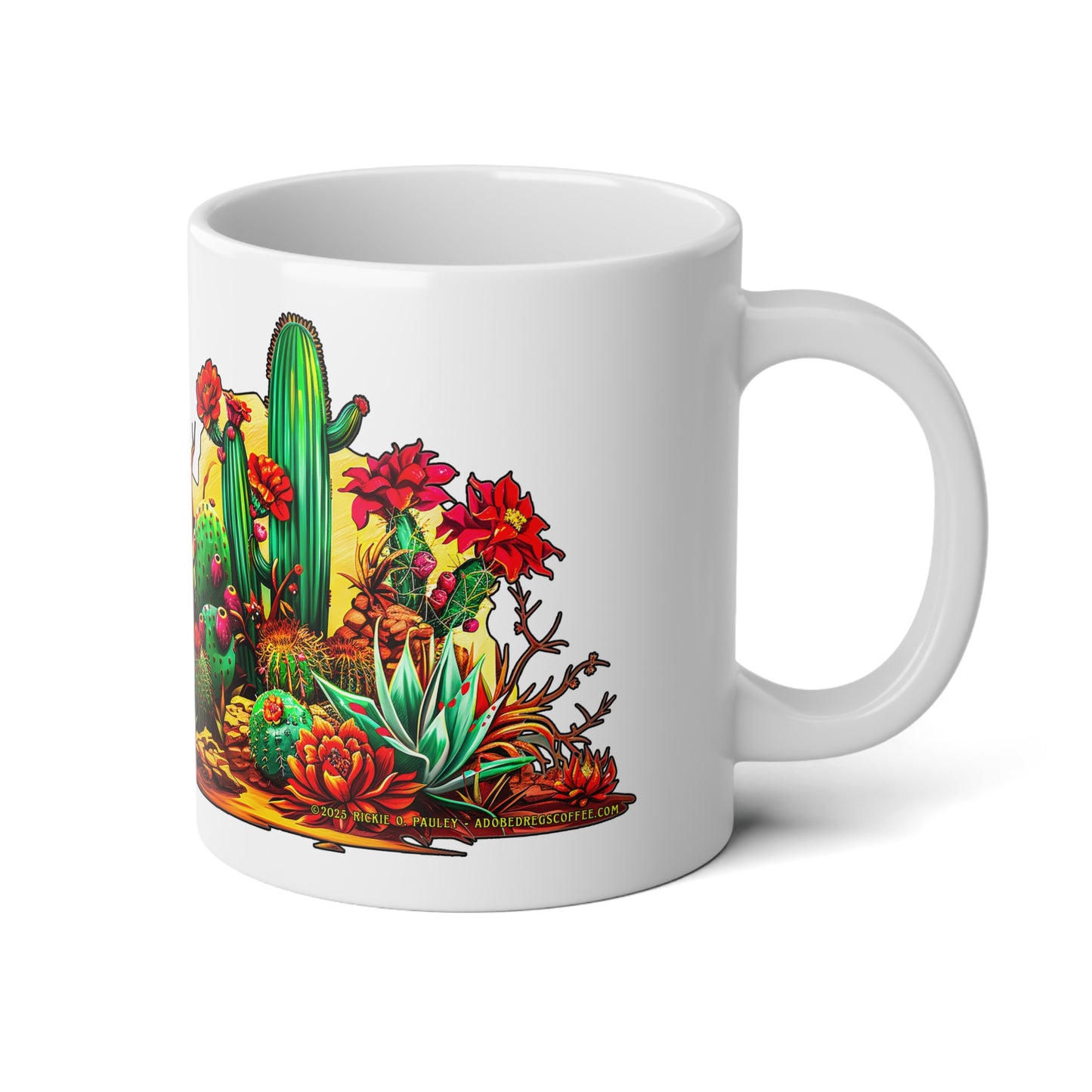 "Arizona Wild" Vibrant Cactus Jumbo Mug - 20oz, Southwestern Style Coffee Cup, Perfect Gift for Plant Lovers, Home Decor, Housewarming