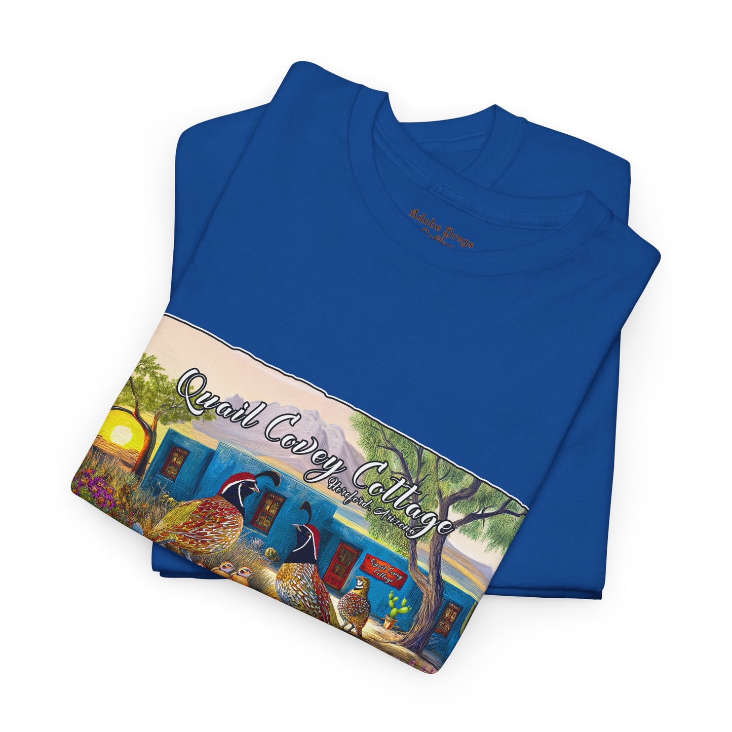 "Quail Covey Cottage" Nature-Inspired Unisex Heavy Cotton Tee, Casual Shirt, Graphic Tee, Eco-Friendly Fashion, Outdoor Adventure Wear