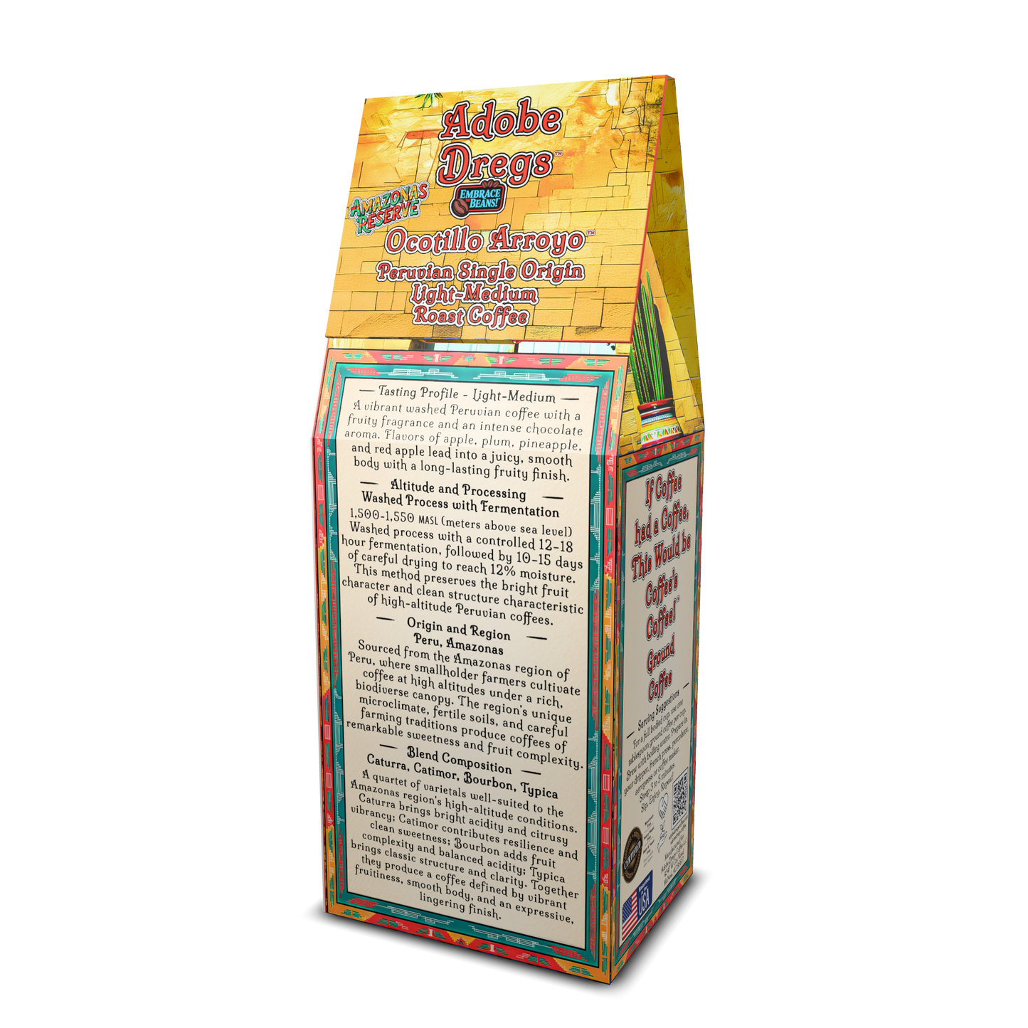 Adobe Dregs™ Coffee - Ocotillo Arroyo™ Peruvian Single Origin Amazonas Reserve Ground Coffee