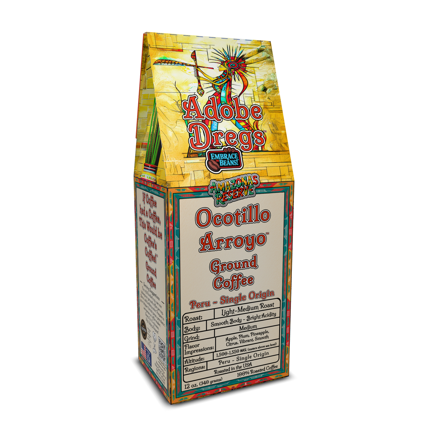 Adobe Dregs™ Coffee - Ocotillo Arroyo™ Peruvian Single Origin Amazonas Reserve Ground Coffee