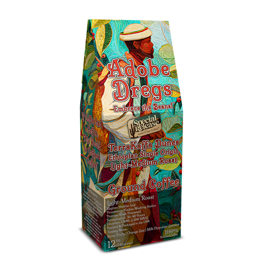 Adobe Dregs Coffee™ TerraKaffa Dunes™ Ethiopian Single Origin Ground Coffee Light-Medium Roast