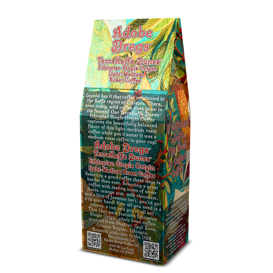 Adobe Dregs Coffee™ TerraKaffa Dunes™ Ethiopian Single Origin Whole Bean Coffee Light-Medium Roast