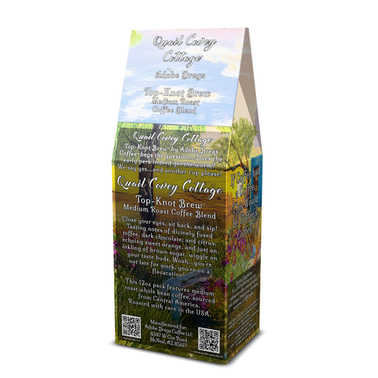 Quail Covey Cottage™ Top-Knot Brew™ Whole Bean Coffee Medium Roast by Adobe Dregs™